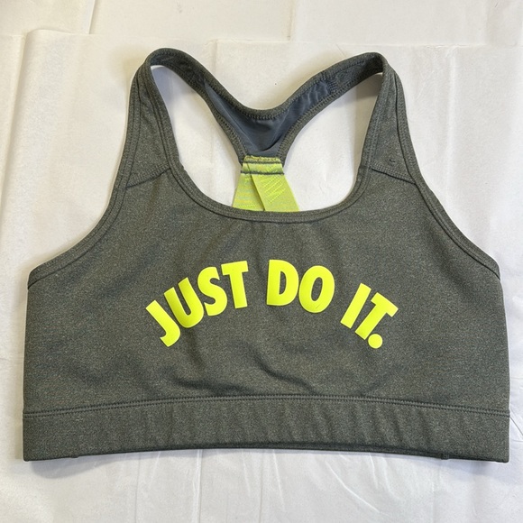 Nike Other - Nike Ladies Cross Back Grey Neon Sports Bra Sz Large